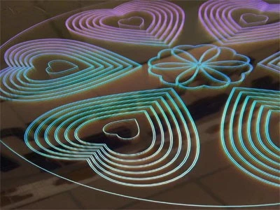 Laser engraving lights with heart shape Laser engraving lights with heart shape